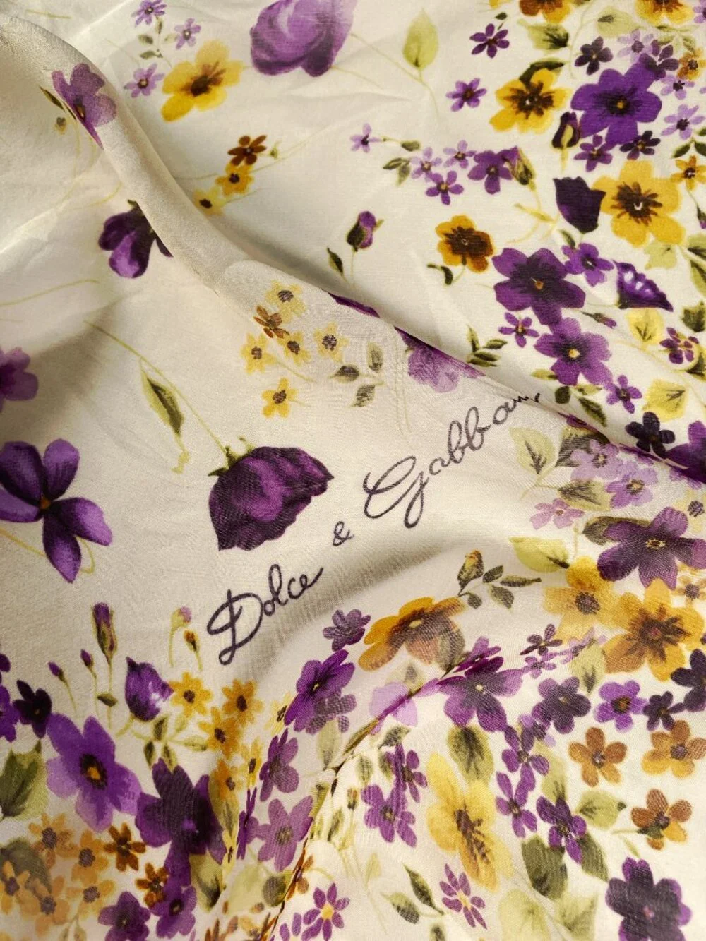 Dolce & Gabbana Silk Chiffon Floral Scarf